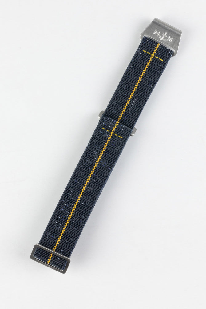 Erika's Originals INDIGO DENIM MN™ Strap with MUSTARD Centerline - BRUSHED Hardware