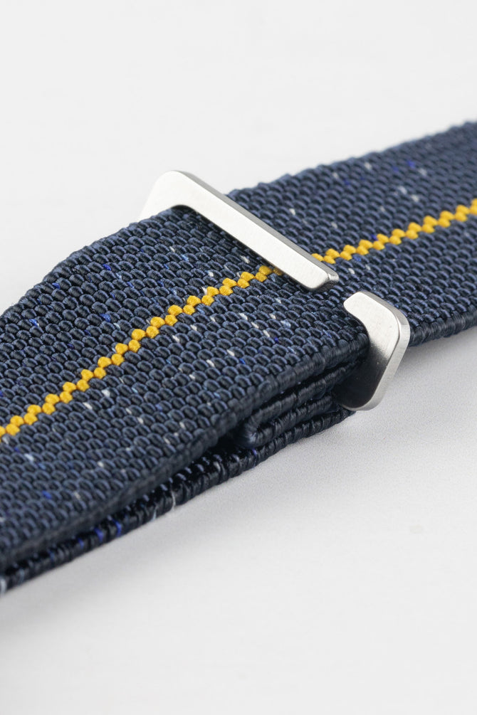 Erika's Originals INDIGO DENIM MN™ Strap with MUSTARD Centerline - BRUSHED Hardware