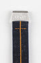 Erika's Originals INDIGO DENIM MN™ Strap with ORANGE Centerline - BRUSHED Hardware