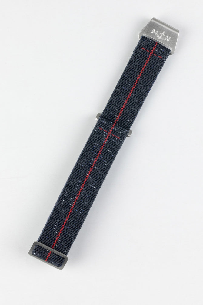 Erika's Originals INDIGO DENIM MN™ Strap with RED Centerline - BRUSHED Hardware