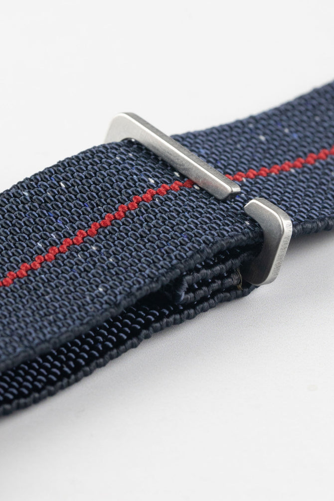 Erika's Originals INDIGO DENIM MN™ Strap with RED Centerline - BRUSHED Hardware