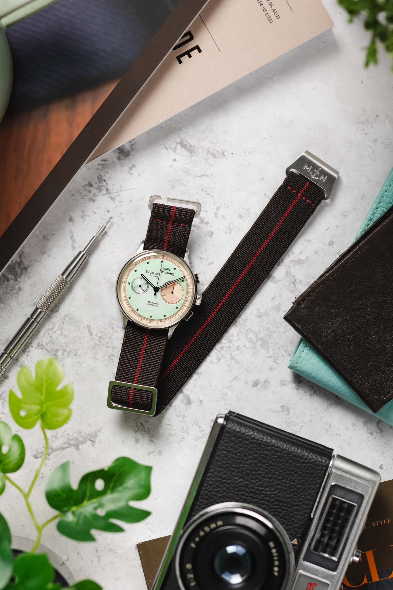 Erika's Originals HAVANA MN™ Strap with RED Centerline WatchObsesion