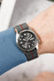 Seiko 5 sports anthracite dial SRPE51K1 fitted with Erika's Originals Mirage watchstrap with red centerline on wrist