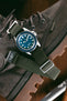 Unimatic U1-MLM Blue fitted with Erika's Originals ORIGINAL watch strap in full green on a show
