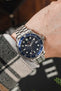 Omega Seamaster Diver 300m 007 blue spiral dial fitted with Forstner Bullet Steel watch bracelet 