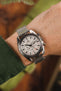 Omega Speedmaster Broad Arrow fitted with Forstner Komfit 'JB' Mesh Watch Bracelet wide version worn on wrist