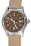 Hamilton H70305993 Khaki Field Auto 40mm Watch with Brown Khaki Dial (Three-Quarter Angle)