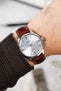 Seiko Presage Cocktail watch fitted with Hirsch Ascot Golden Brown Leather Strap worn on wrist