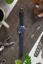 Hirsch AYRTON Carbon Embossed Performance Watch Strap in BLACK/BLUE