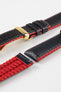 Hirsch AYRTON Carbon Embossed Performance Watch Strap in BLACK/RED
