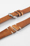 Polished pin buckle option for gold brown Hirsch Bagnore vintage leather two-stitch watch strap.