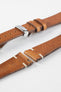 Polished sport deployant clasp option for gold brown Hirsch Bagnore vintage leather two-stitch watch strap.