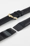 Hirsch CAMELGRAIN Open Ended No Allergy Leather Watch Strap in BLACK