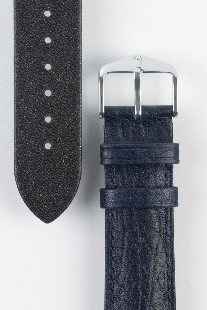 Hirsch CAMELGRAIN No Allergy Leather Watch Strap in BLUE