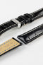 Hirsch CAPITANO Padded Alligator Leather Water-Resistant Watch Strap in BLACK