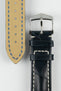Hirsch CAPITANO Alligator Water-Resistant Padded Leather Watch Strap in BLUE