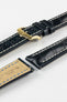 Hirsch CAPITANO Alligator Water-Resistant Padded Leather Watch Strap in BLUE