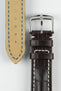 Hirsch CAPITANO Padded Alligator Leather Water-Resistant Watch Strap in BROWN