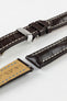 Hirsch CAPITANO Padded Alligator Leather Water-Resistant Watch Strap in BROWN