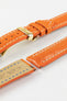 Hirsch CAPITANO Padded Alligator Leather Water-Resistant Watch Strap in ORANGE