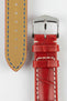 Hirsch CAPITANO Padded Alligator Leather Water-Resistant Watch Strap in RED