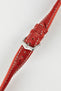 Hirsch CAPITANO Padded Alligator Leather Water-Resistant Watch Strap in RED