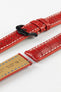 Hirsch CAPITANO Padded Alligator Leather Water-Resistant Watch Strap in RED