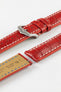 Hirsch CAPITANO Padded Alligator Leather Water-Resistant Watch Strap in RED