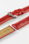 Hirsch CAPITANO Padded Alligator Leather Water-Resistant Watch Strap in RED