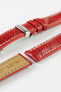 Hirsch CAPITANO Padded Alligator Leather Water-Resistant Watch Strap in RED