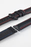 Hirsch CARBON Embossed Water-Resistant Leather Watch Strap in BLACK/RED