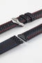 Hirsch CARBON Embossed Water-Resistant Leather Watch Strap in BLACK/RED