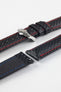 Hirsch CARBON Embossed Water-Resistant Leather Watch Strap in BLACK/RED