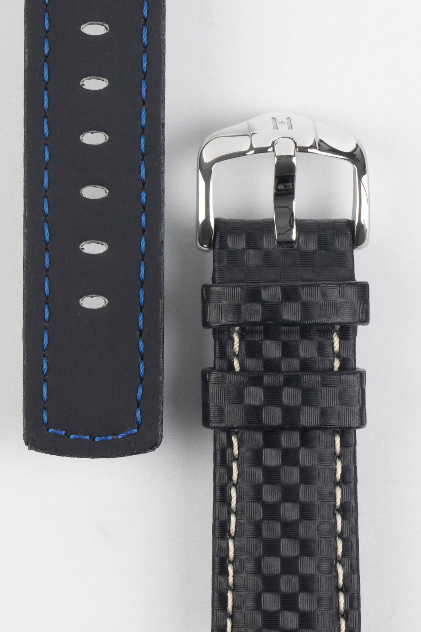 Hirsch CARBON Black Embossed Water-Resistant Leather Watch Strap