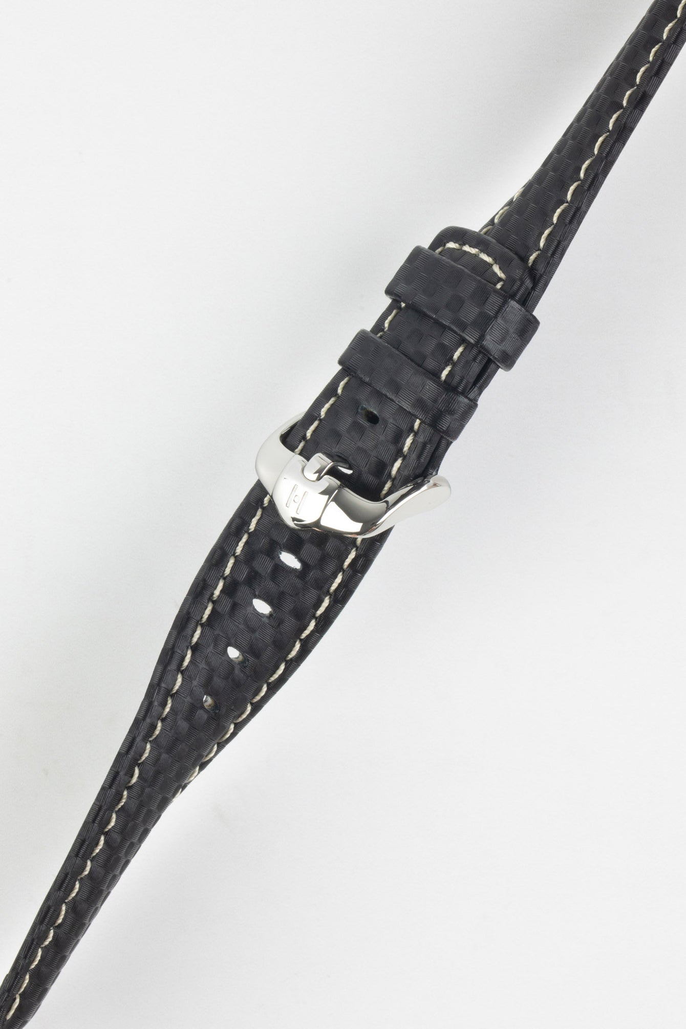 Hirsch CARBON Black Embossed Water-Resistant Leather Watch Strap