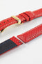 Hirsch CARBON Red Embossed Water-Resistant Leather Watch Strap