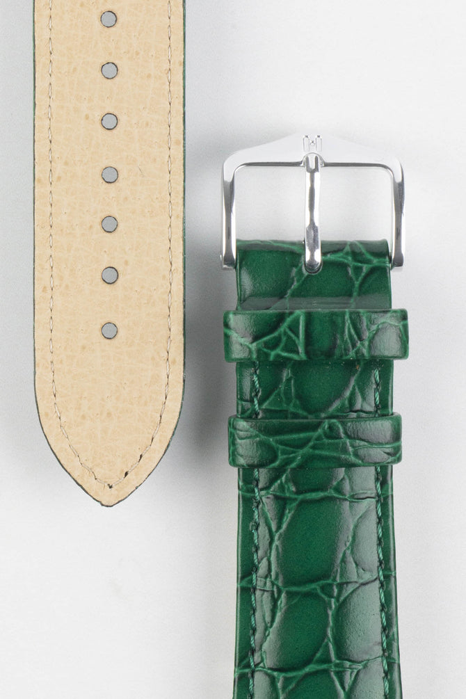 Hirsch CROCOGRAIN Green Crocodile Embossed Leather Watch Strap
