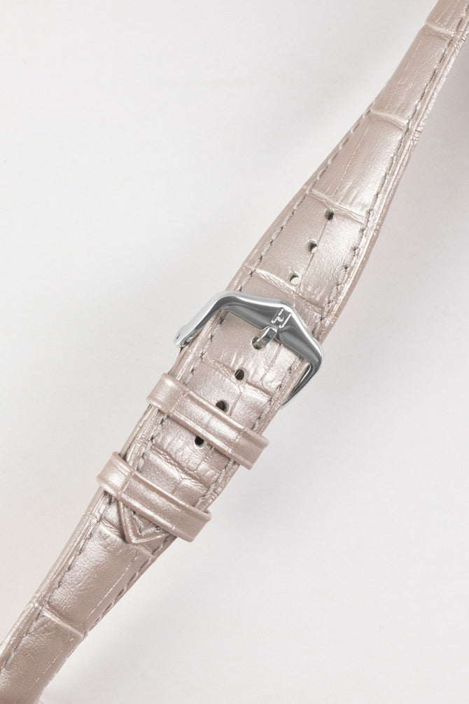 Hirsch DUKE METALLIC Limited Edition Alligator Embossed Quick-Release Leather Watch Strap - SILVER