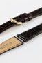 Hirsch GENUINE CROCO Shiny Crocodile Leather Watch Strap in BROWN