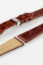 Hirsch GENUINE CROCO Shiny Crocodile Leather Watch Strap in GOLD BROWN