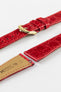 Hirsch GENUINE CROCO Shiny Red Crocodile Leather Watch Strap