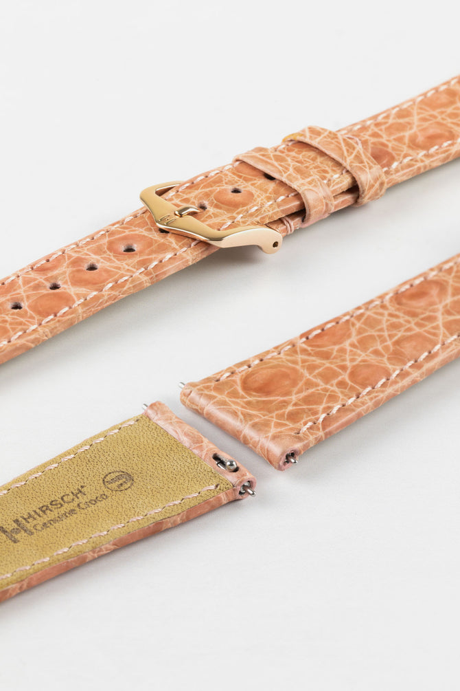 Hirsch GENUINE CROCO Rosa Shiny Crocodile Leather Watch Strap