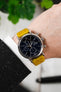 IWC Portofino Chronograph fitted with Hirsch Genuine Crocodile yellow leather watch strap worn on wrist