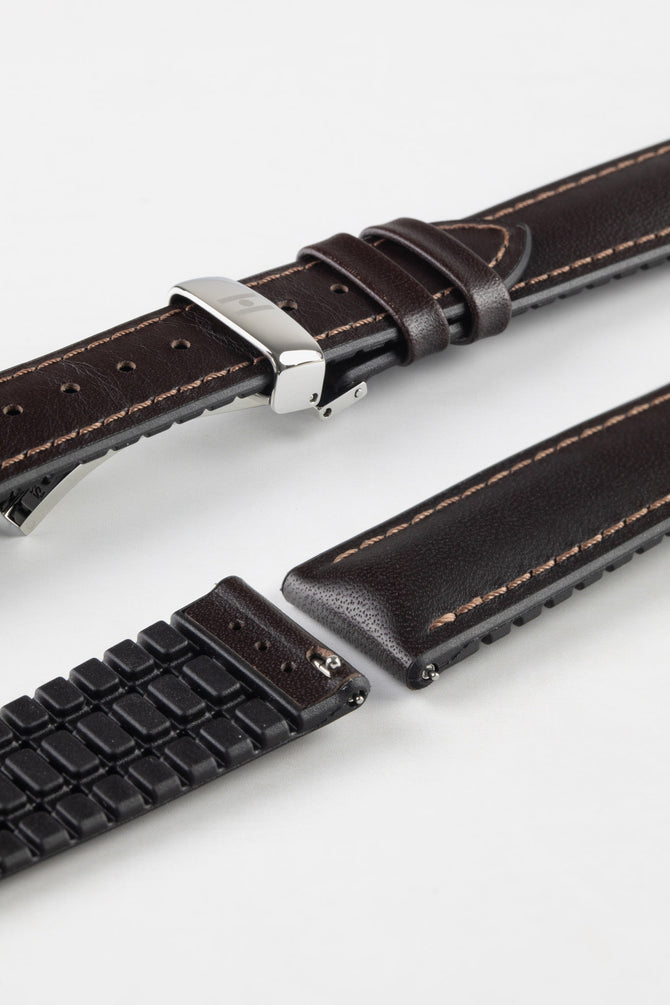 Hirsch JAMES Calf Leather Performance Watch Strap in BROWN