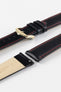 Hirsch KANSAS Black Buffalo-Embossed Calf Leather Watch Strap in with Red Stitch