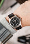Hamilton Khaki Field watch fitted with Hirsch Kansas Black Leather watch strap worn on wrist