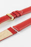 Hirsch KANSAS Red Buffalo-Embossed Calf Leather Watch Strap with White Stitch