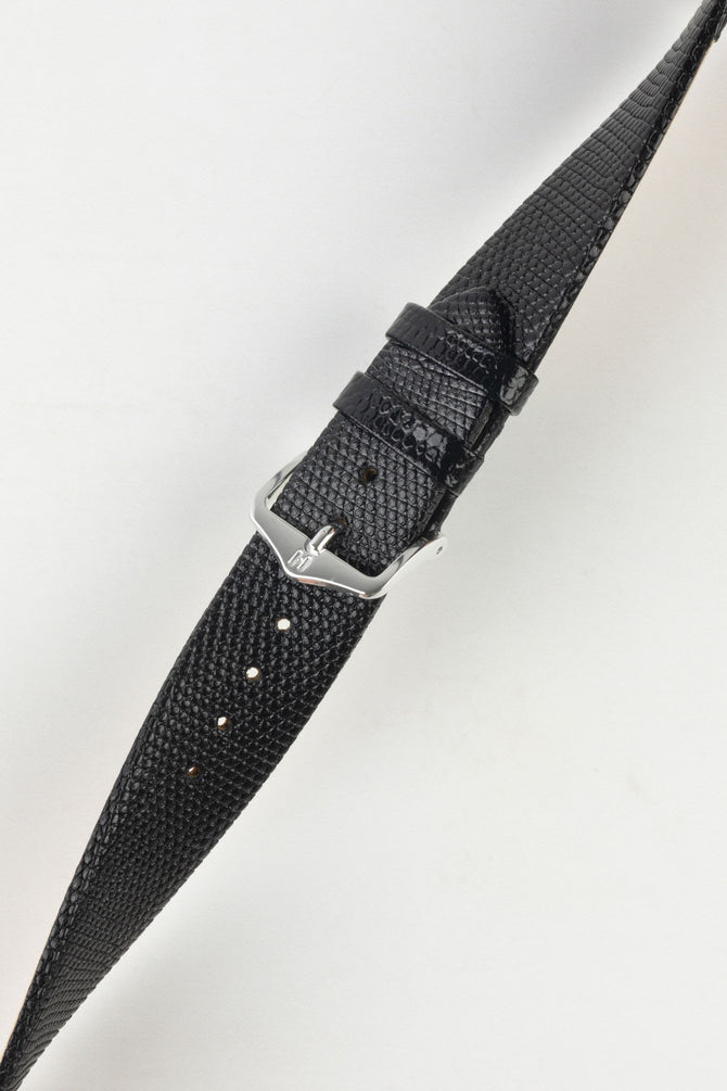 Hirsch LIZARD Leather Watch Strap in BLACK