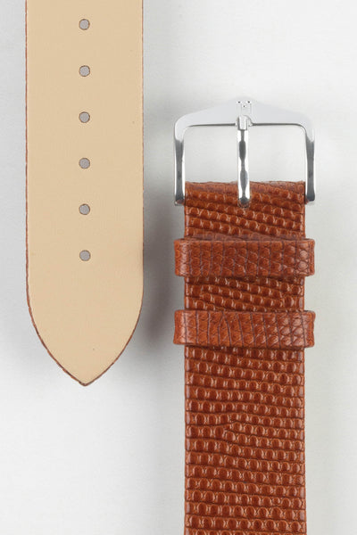 Hirsch LIZARD Gold Brown Leather Watch Strap