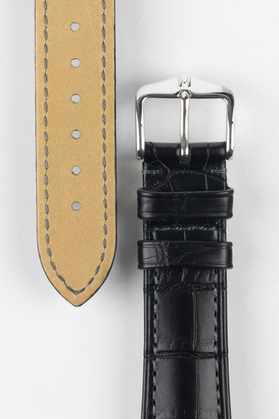 Hirsch LONDON Alligator Leather Watch Strap in Matt BLACK